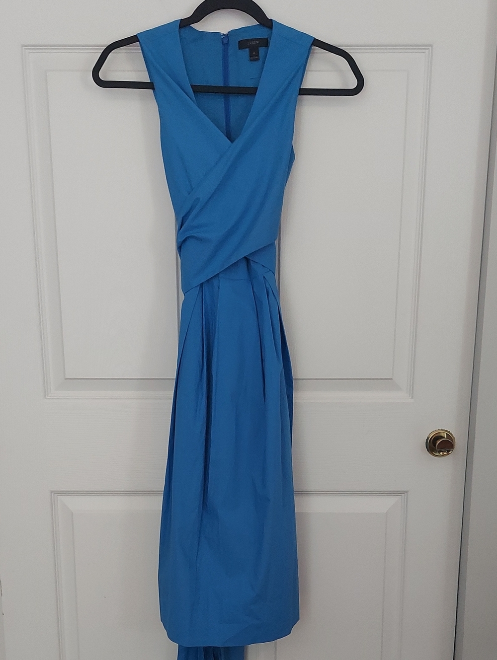 J. Crew Cobalt Blue Sleeveless Midi Wrap Dress Sz. 0 Like New